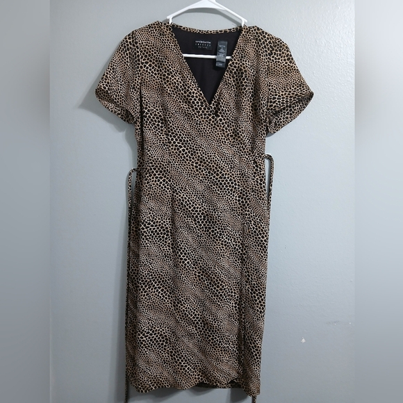 Liz Claiborne Elegant Brown Patterned Dress - Picture 2 of 12